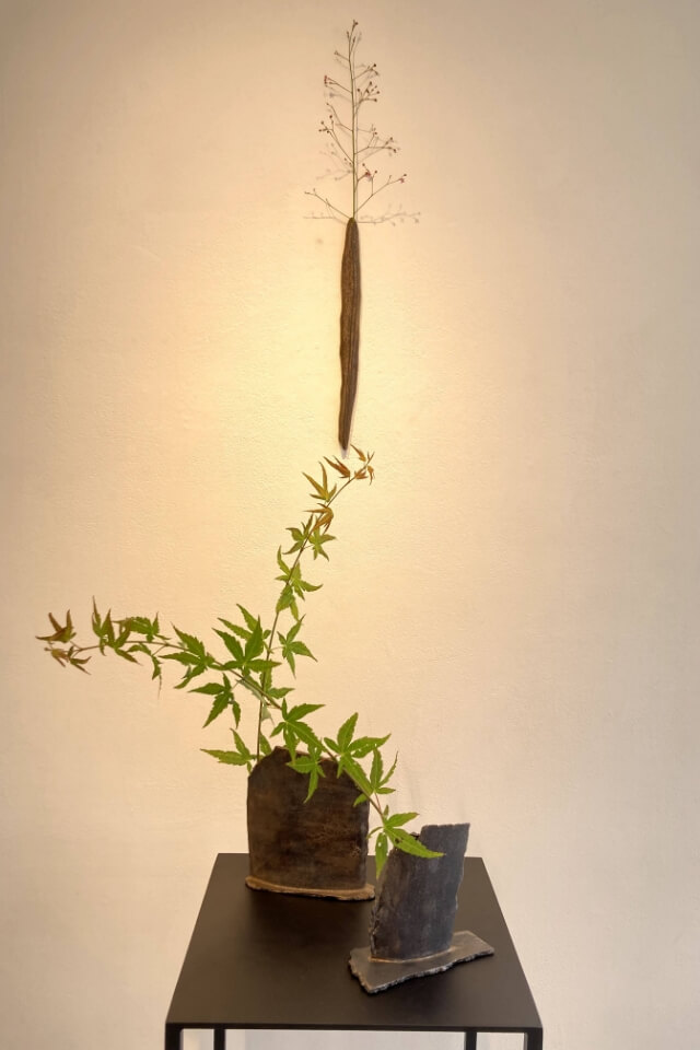 茶道具 道年作手焙、花器 木製花器 茶壷 花生け
